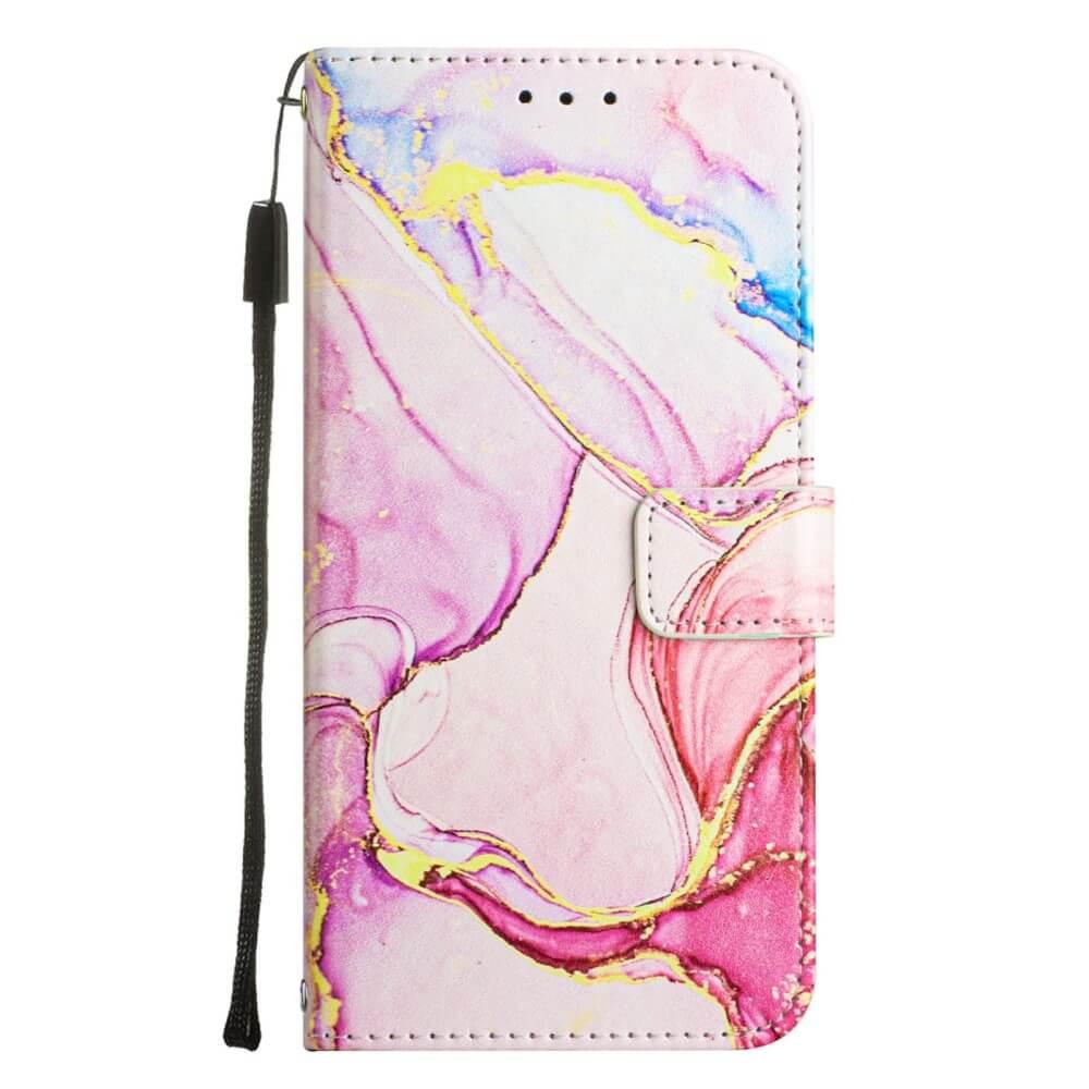 Cover-Discount  iPhone 14 Pro - Leder Hülle Pink Marble 