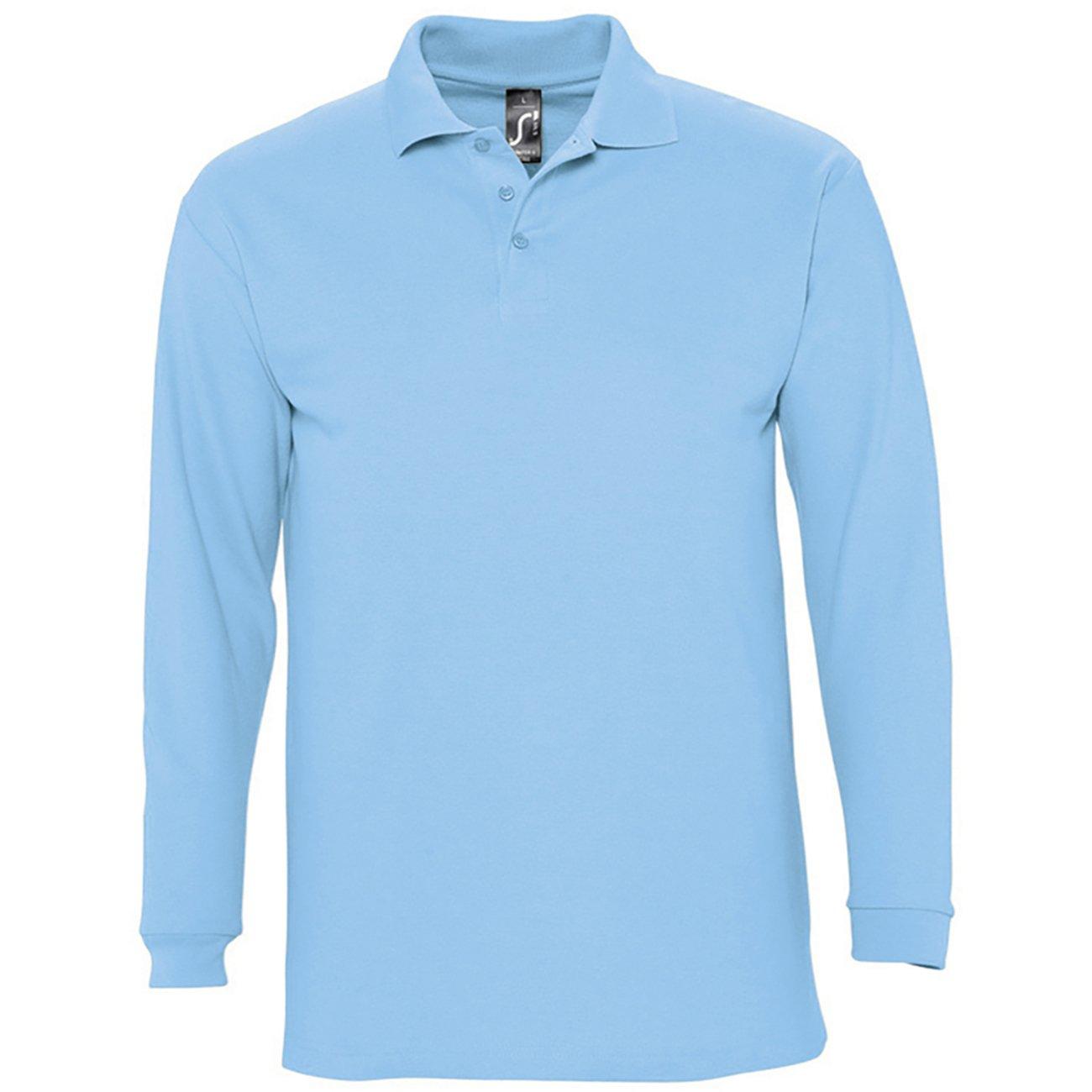 Image of Winter Ii Pique Langarmshirt Poloshirt, Langarm Herren Himmelblau S