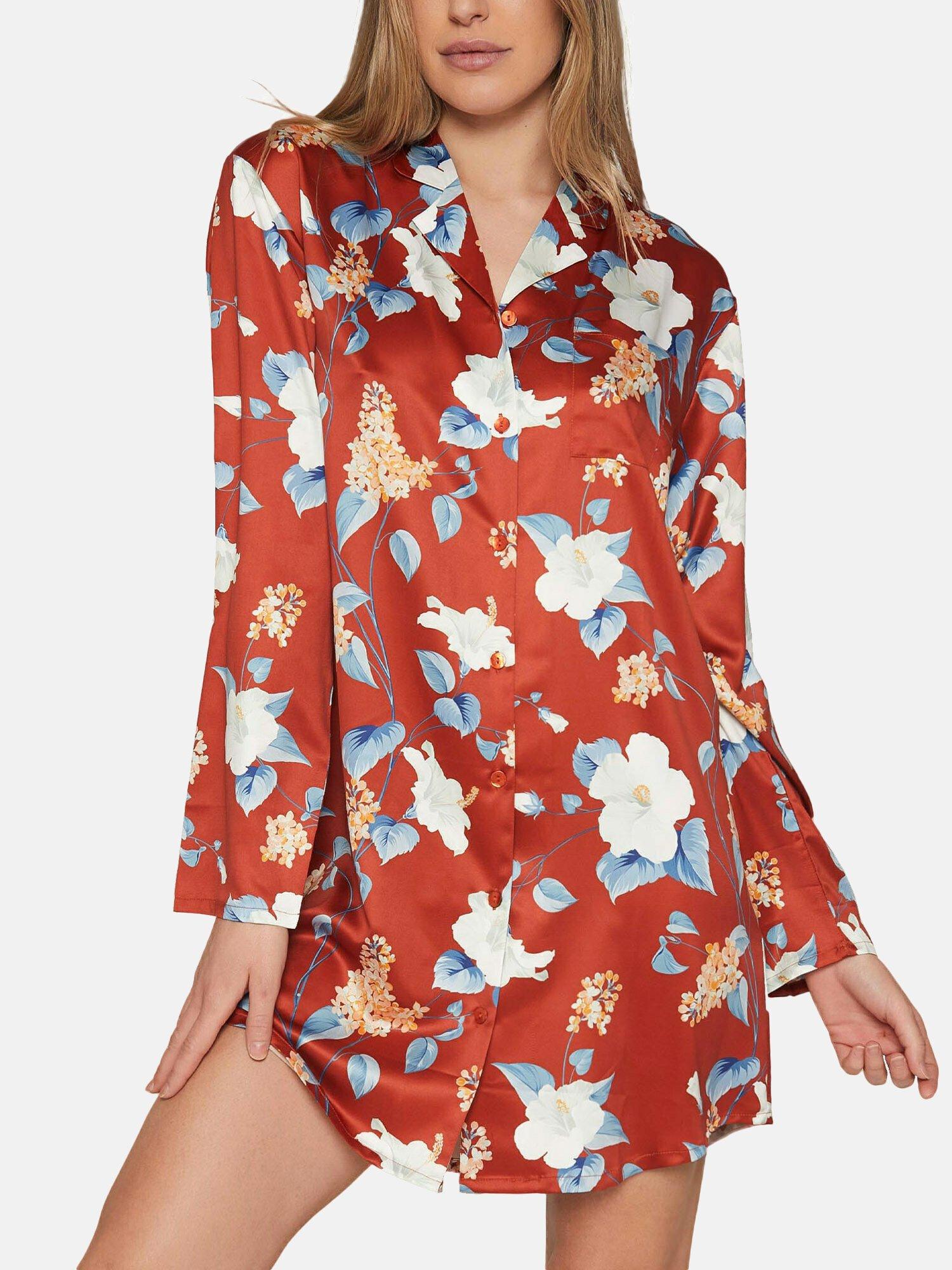 Image of Langärmeliges Nachthemd Winter Garden Damen Rot Bunt S