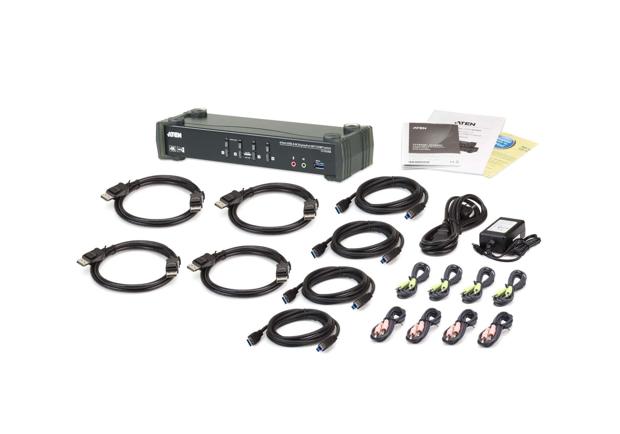 ATEN  Switch 4K DisplayPort MST KVMP™ USB 3.0 a 4 porte (cavi inclusi) 