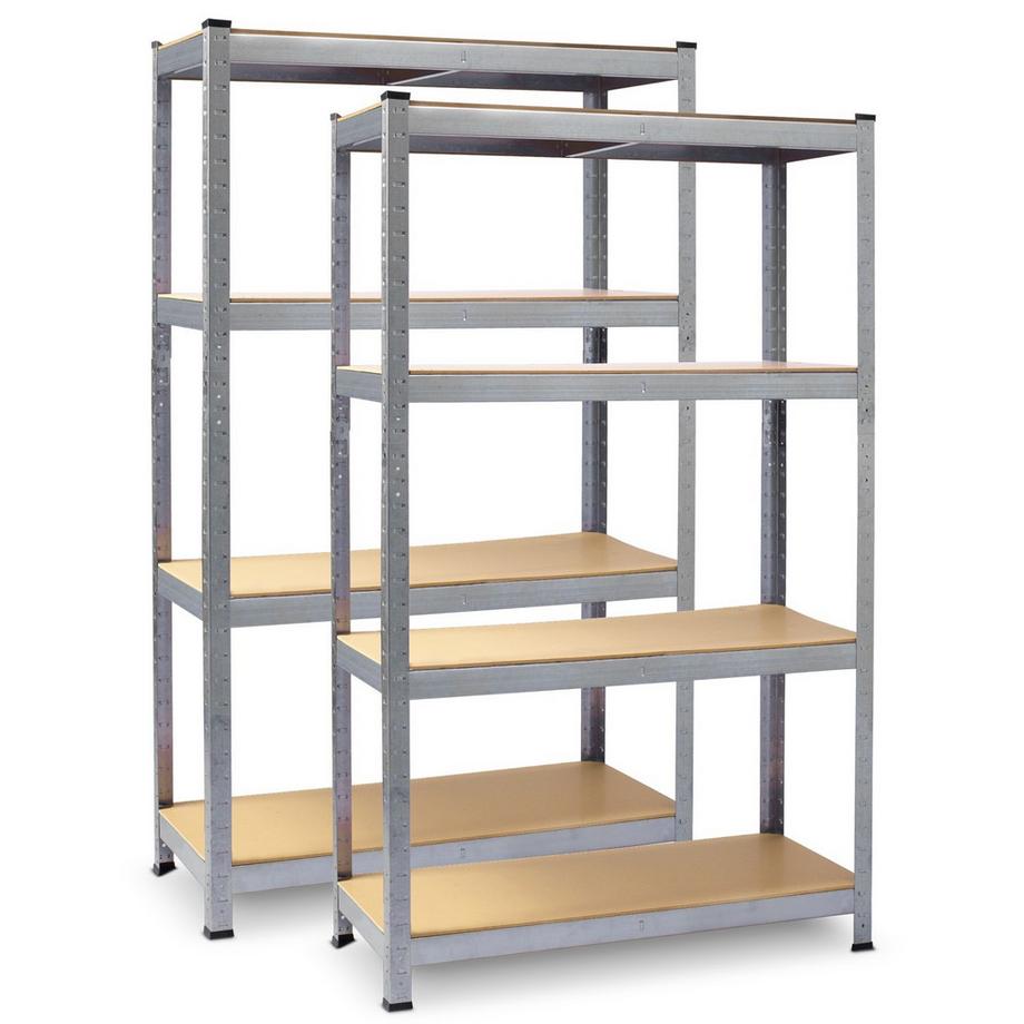 B2X  Étagère d'entrepôt en métal, lot de 2, 180 x 90 x 40 cm Plonos PL-702 