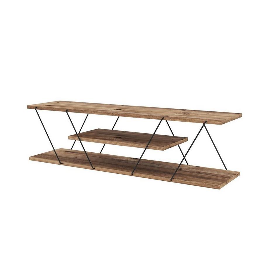 Vente-unique Mobile TV con 1 scaffale Naturale e Nero - DELORY  