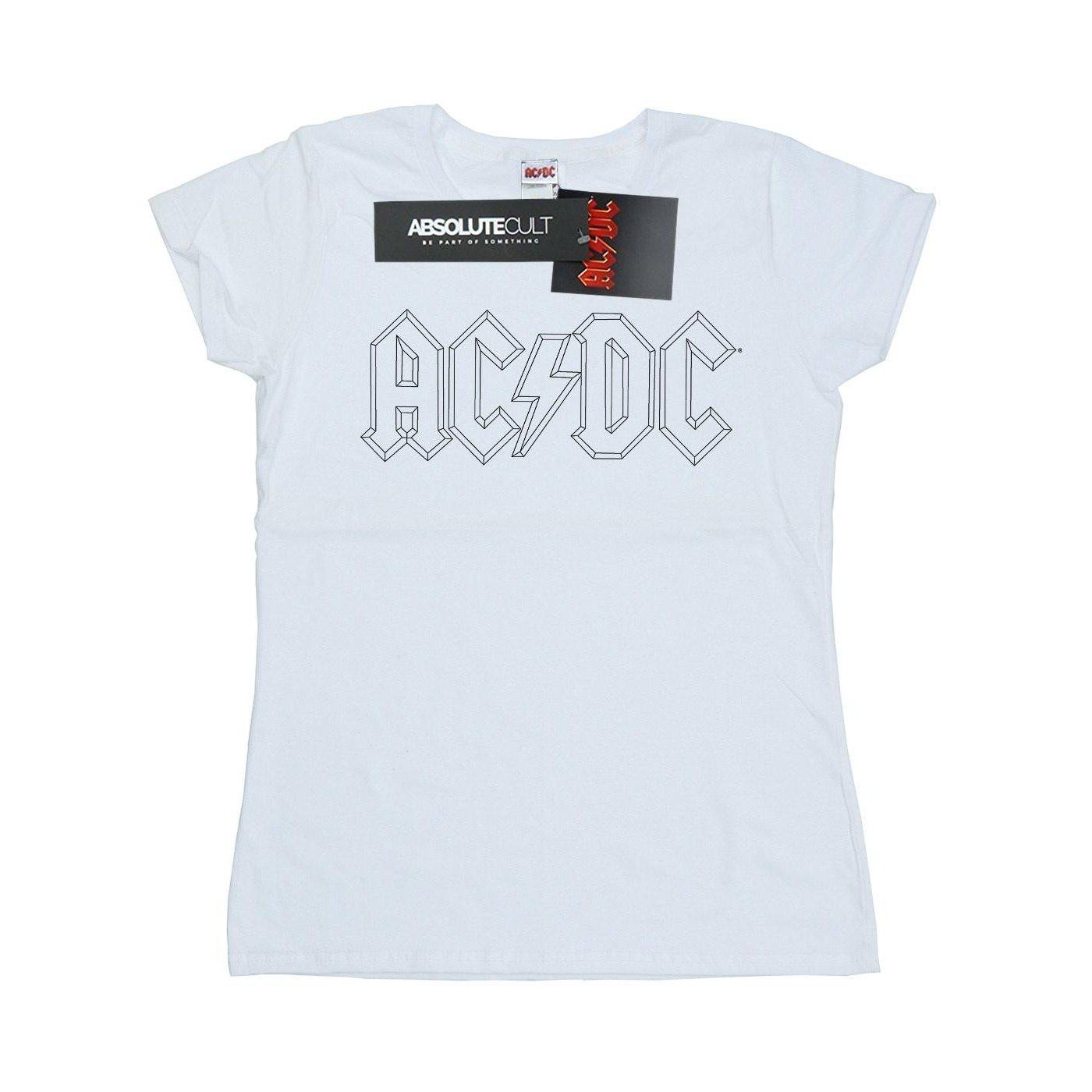 Image of Acdc Black Outline Logo Tshirt Damen Weiss M