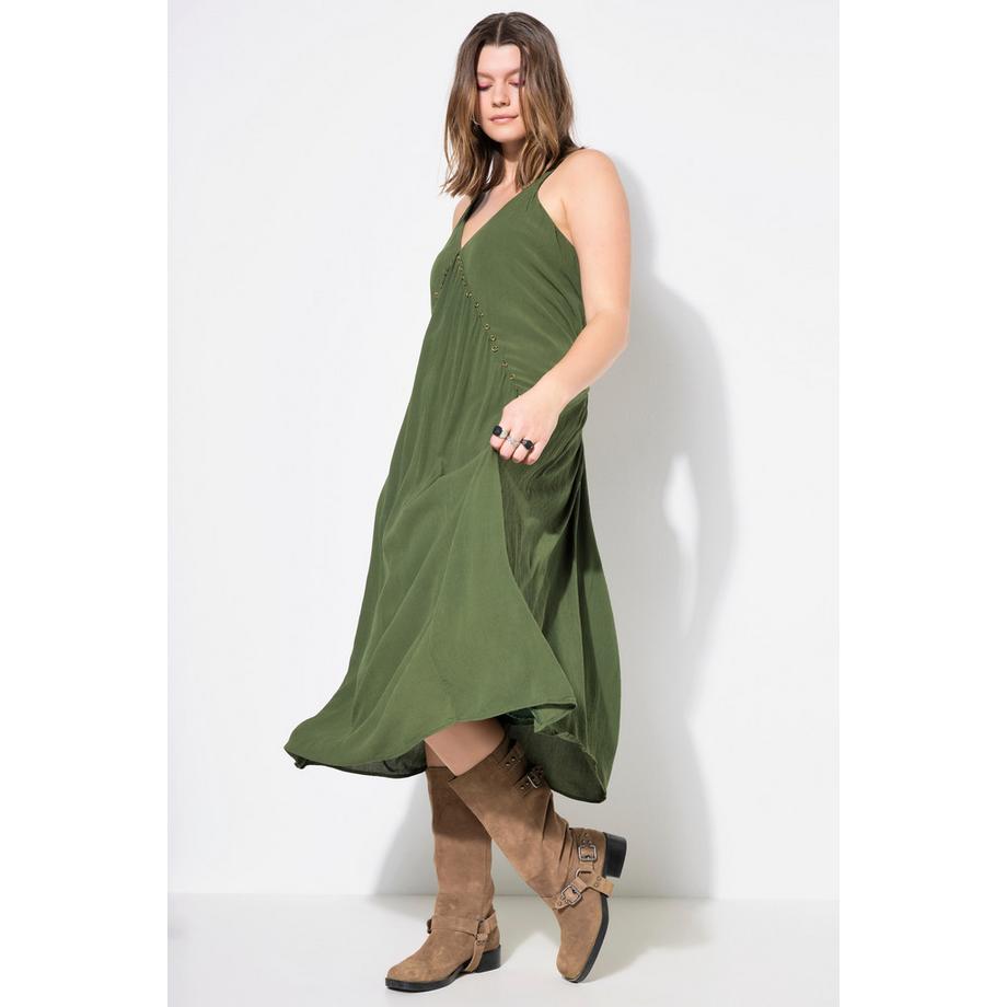 Studio Untold Robe maxi sans manches coupe évasée crêpe coutures fantaisie  