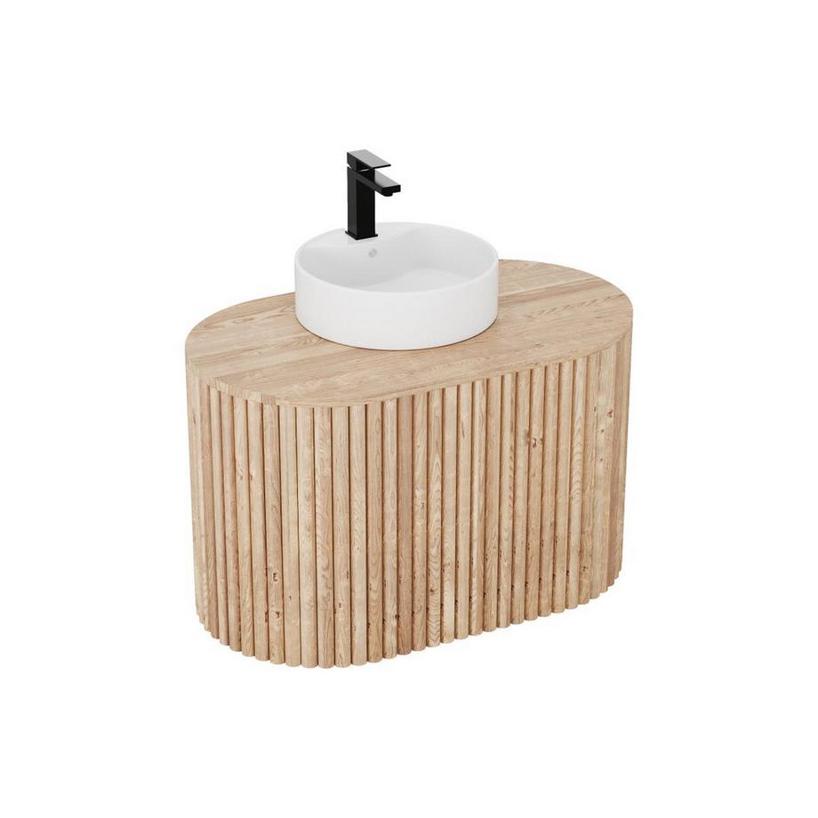 Vente-unique Mobile bagno sospeso con lavabo 90 cm in Teak - TOWARI  