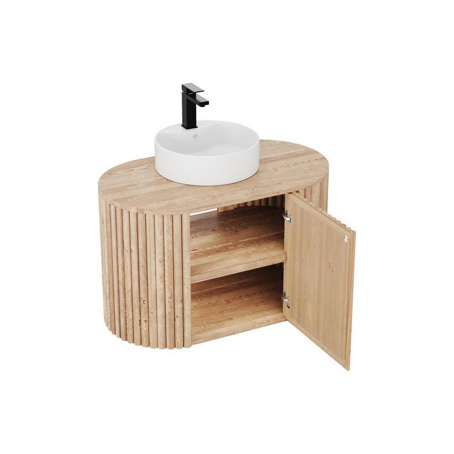 Vente-unique Mobile bagno sospeso con lavabo 90 cm in Teak - TOWARI  