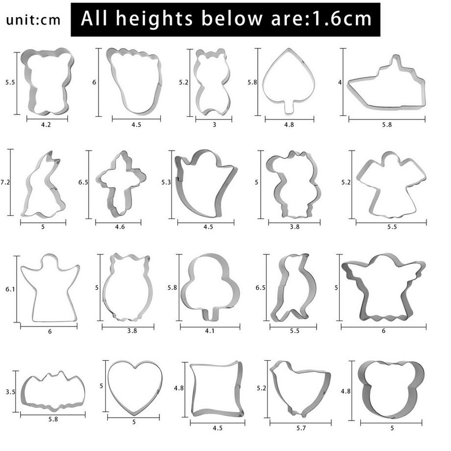 Intirilife Set de 20 pièces en acier inoxydable pour découper les biscuits de différentes formes  