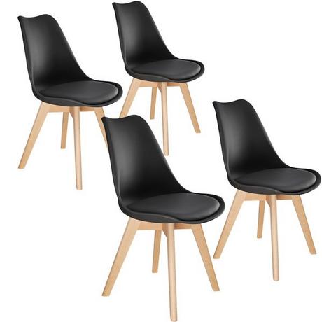 Tectake 4 Chaises de Salle à Manger FRÉDÉRIQUE Style Scandinave Pieds en Bois Massif Design Moderne  