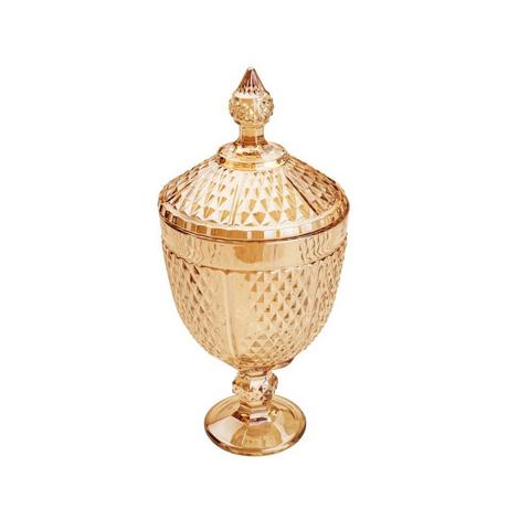 Lyor Bonbonnière en cristal ambre 15x32cm  