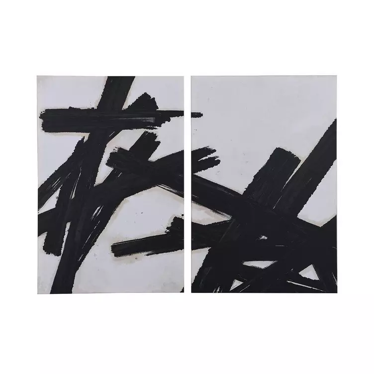 Vente-unique Kunstdruck abstrakt gerahmt Holz 12 x 90 cm Schwarz & Weiß OZIO online kaufen MANOR