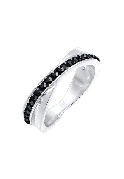 Image of Ring Wickelring Zart Basic Kristalle Damen Silber 60mm