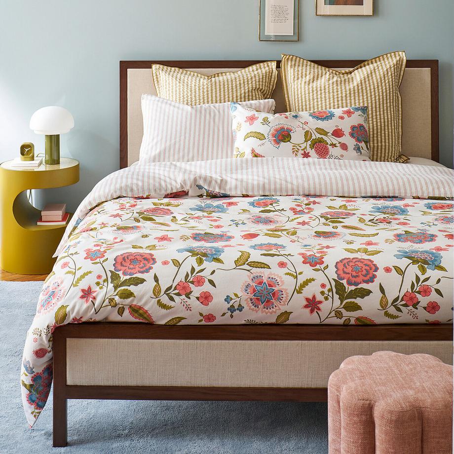La Redoute Intérieurs Housse de couette en coton lavé fleurs et rayures  