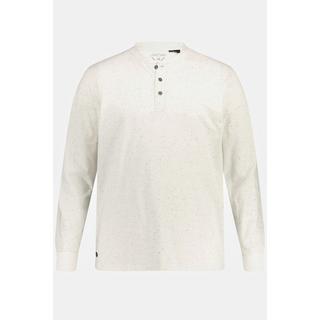 JP1880  Henley, Langarm, Strukturjersey, Rundhals, Knopfleiste 