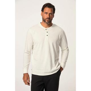 JP1880  Henley, Langarm, Strukturjersey, Rundhals, Knopfleiste 