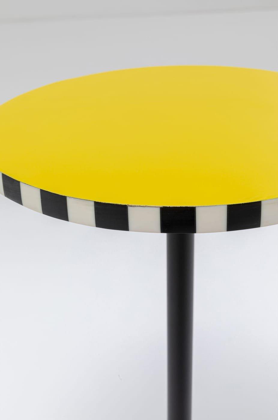 KARE Design Table d&#039;appoint Domero Checkers jaune rond 25  