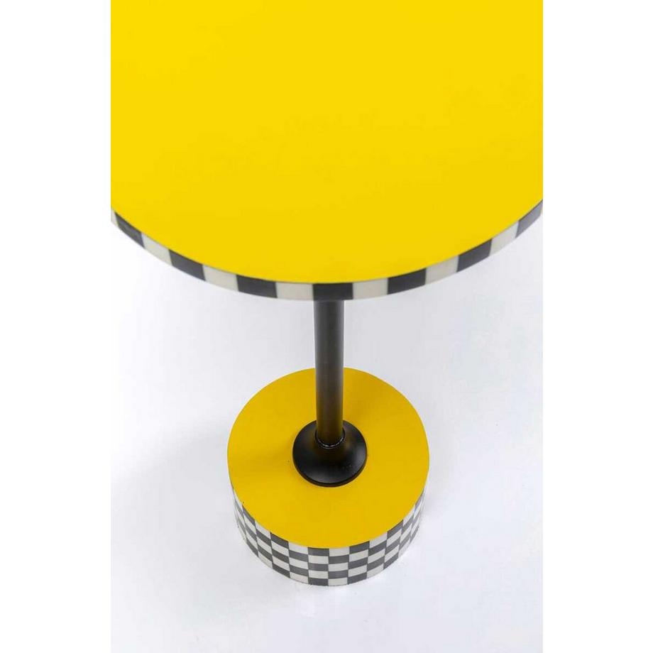 KARE Design Beistelltisch Domero Checkers gelb rund 25  