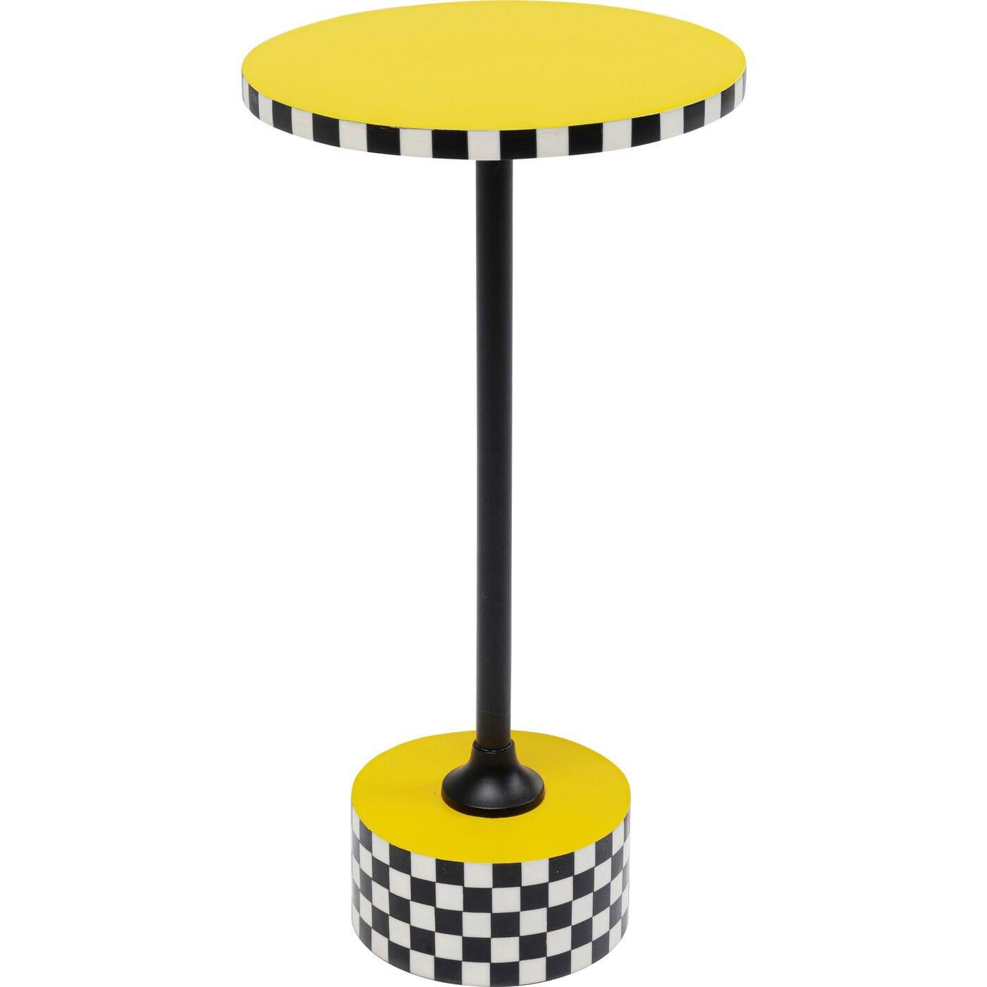 KARE Design Beistelltisch Domero Checkers gelb rund 25  