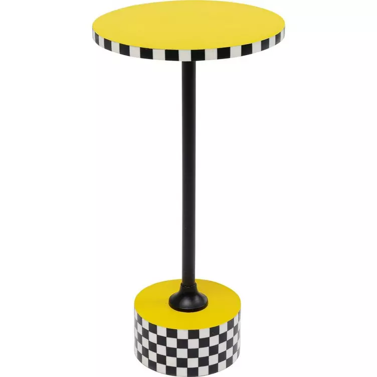KARE Design Beistelltisch Domero Checkers gelb rund 25 online kaufen MANOR