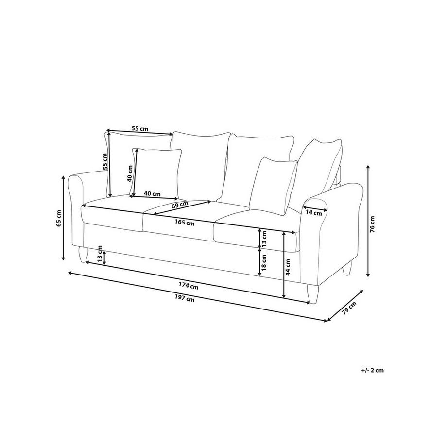Beliani 3 Sitzer Sofa aus Samtstoff  BORNHOLM  