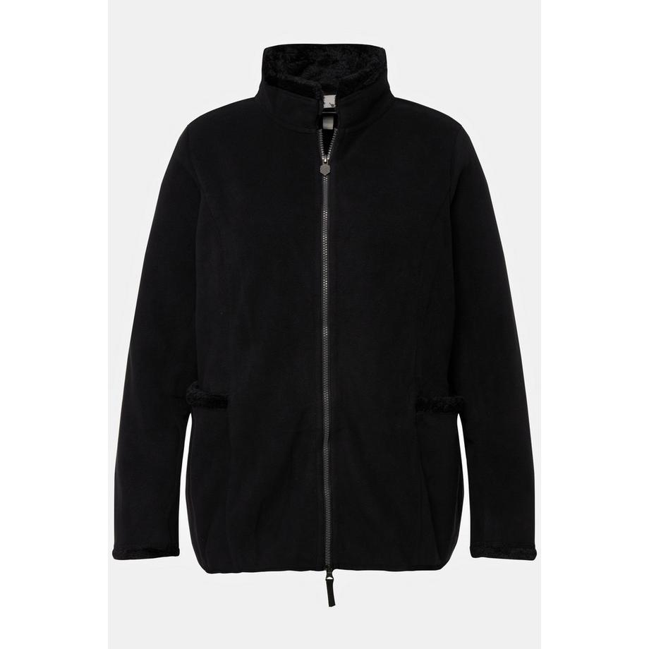 Ulla Popken Veste Polaire Janker Polaire Bouclée Broderie Col Montant  