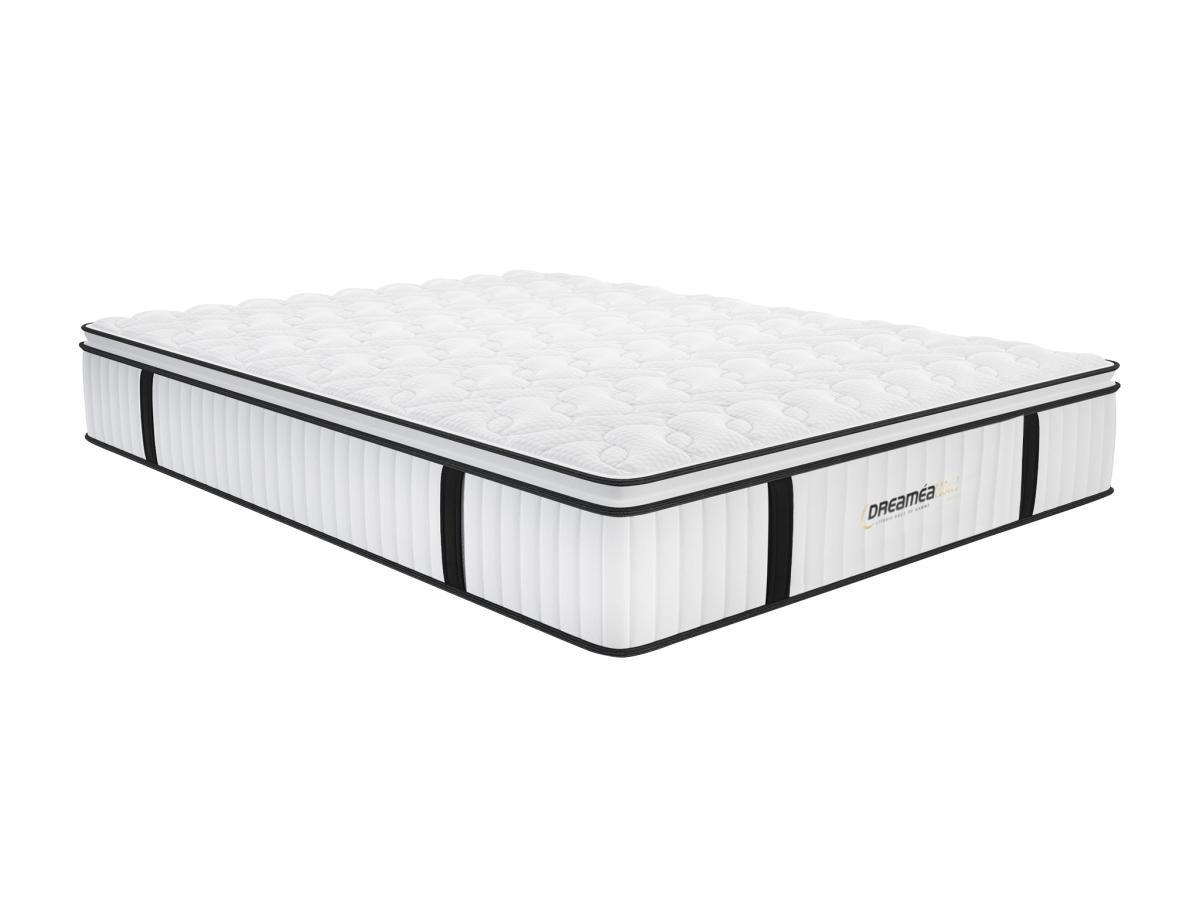 Vente-unique Ensemble 140 x 190 cm sommier coffre blanc + matelas anti-feu ressorts ensachés et surmatelas intégré ép.28cm - DELICE de DREAMEA HOTEL  