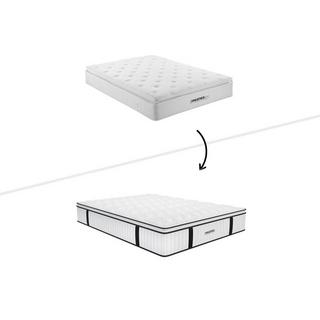 Vente-unique Ensemble 140 x 190 cm sommier coffre blanc + matelas anti-feu ressorts ensachés et surmatelas intégré ép.28cm - DELICE de DREAMEA HOTEL  