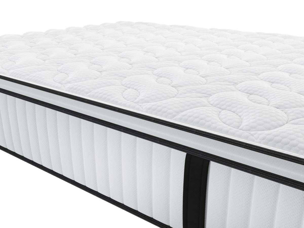 Vente-unique Ensemble 140 x 190 cm sommier coffre blanc + matelas anti-feu ressorts ensachés et surmatelas intégré ép.28cm - DELICE de DREAMEA HOTEL  