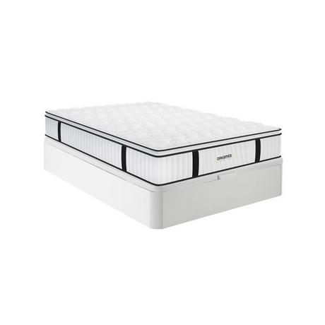 Vente-unique Ensemble 140 x 190 cm sommier coffre blanc + matelas anti-feu ressorts ensachés et surmatelas intégré ép.28cm - DELICE de DREAMEA HOTEL  