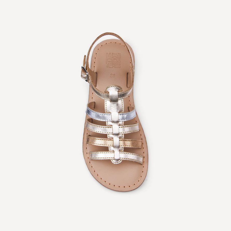 La Redoute Collections Sandales en cuir métallisé type spartiates  