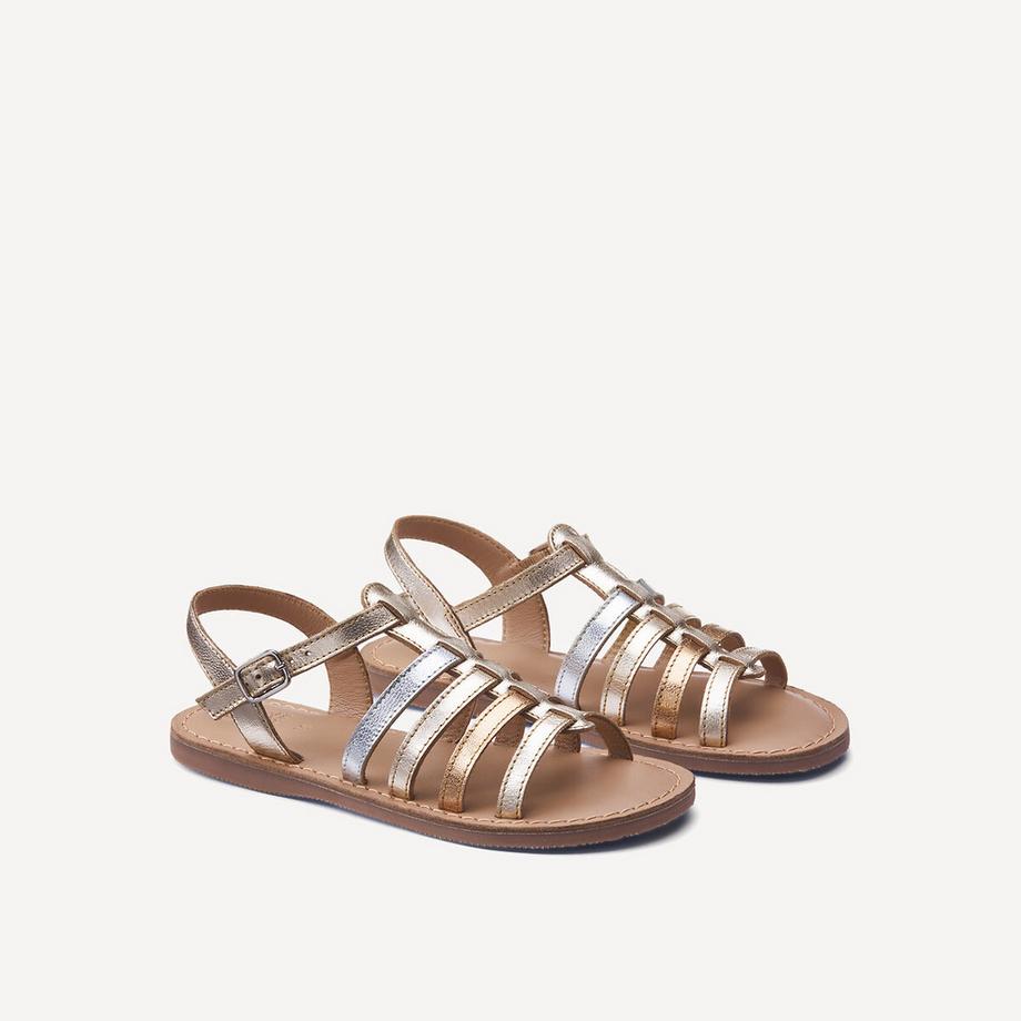 La Redoute Collections Sandales en cuir métallisé type spartiates  
