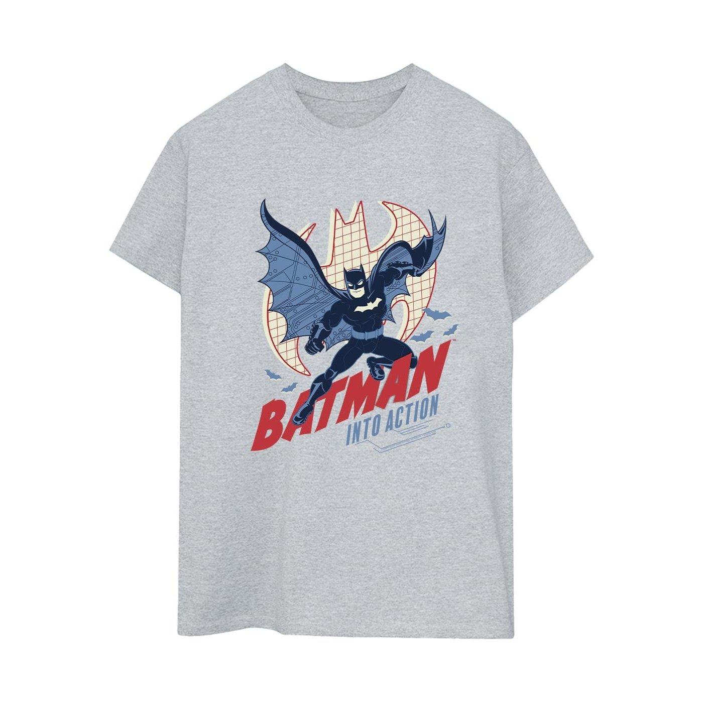 Image of Batman Into Action Tshirt Damen Grau S