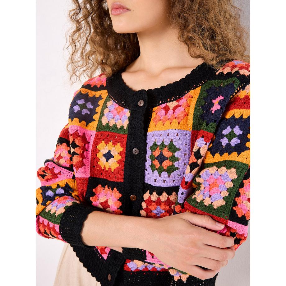 APRICOT Cardigan à carreaux colorés au crochet  