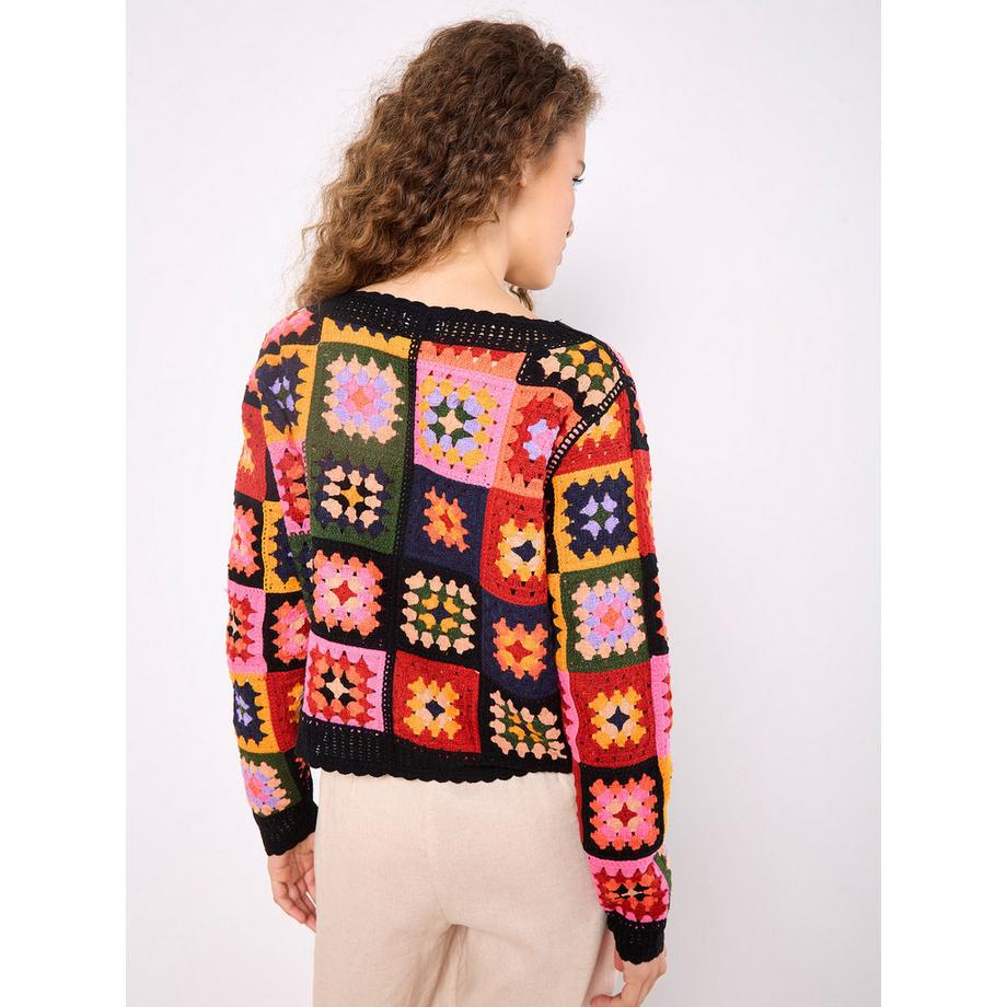 APRICOT Cardigan à carreaux colorés au crochet  