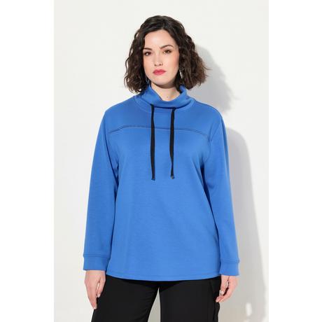 Ulla Popken  Sweat-shirt avec pierres fantaisie, collection Classic. Col montant et manches 3/4. 