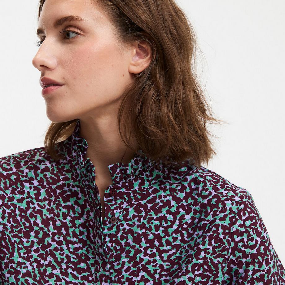 La Redoute Collections Bedruckte Langarmbluse mit gerüschtem Viktorianischem Kragen  