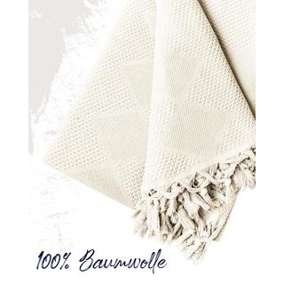 Only-bags.store Couverture de jour en coton piqué gaufré avec franges nouées à la main  