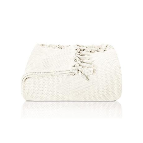 Only-bags.store Couverture de jour en coton piqué gaufré avec franges nouées à la main  