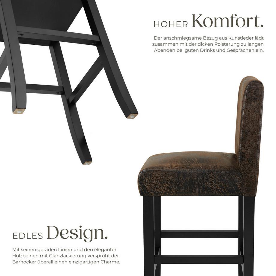 Tectake Barhocker  gepolstert mit Rückenlehne Bezug aus Kunstleder  