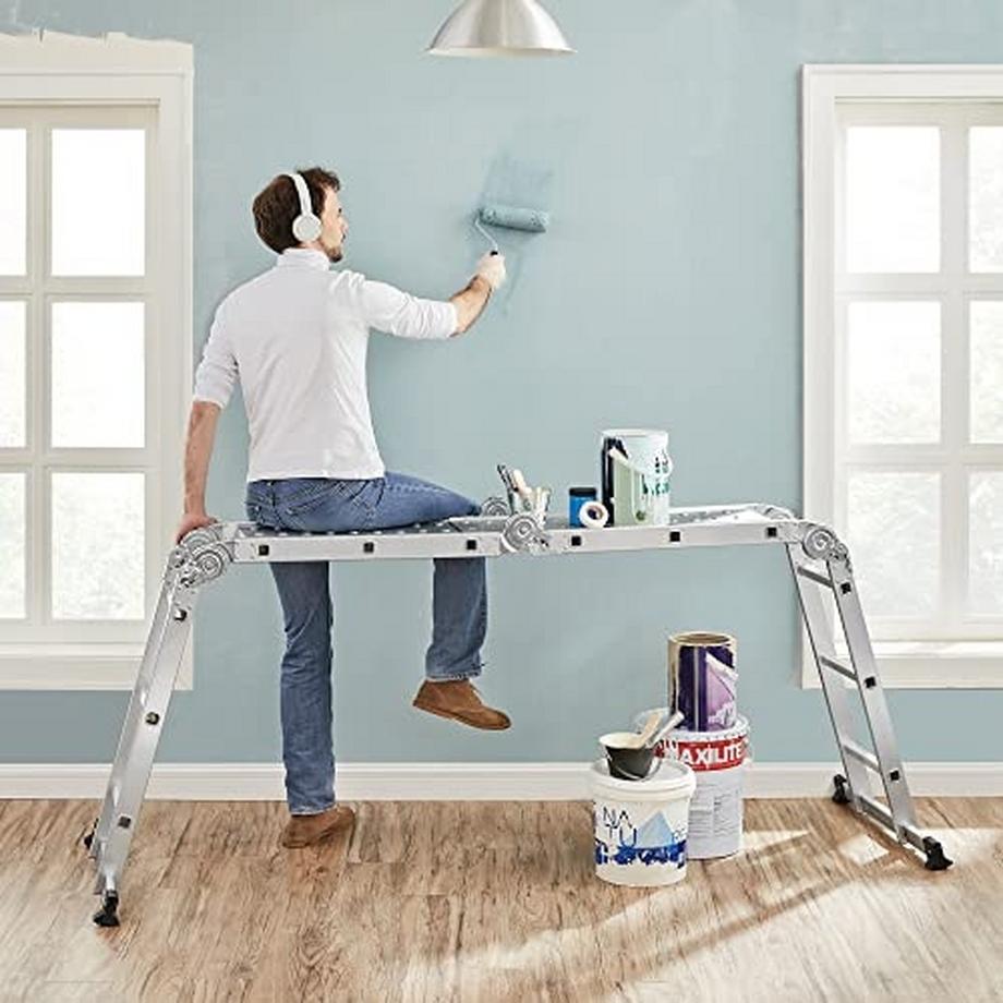 Pricenet  Mehrzweck-Aluminiumleiter – sicher, stabil, 150 kg Tragkraft 