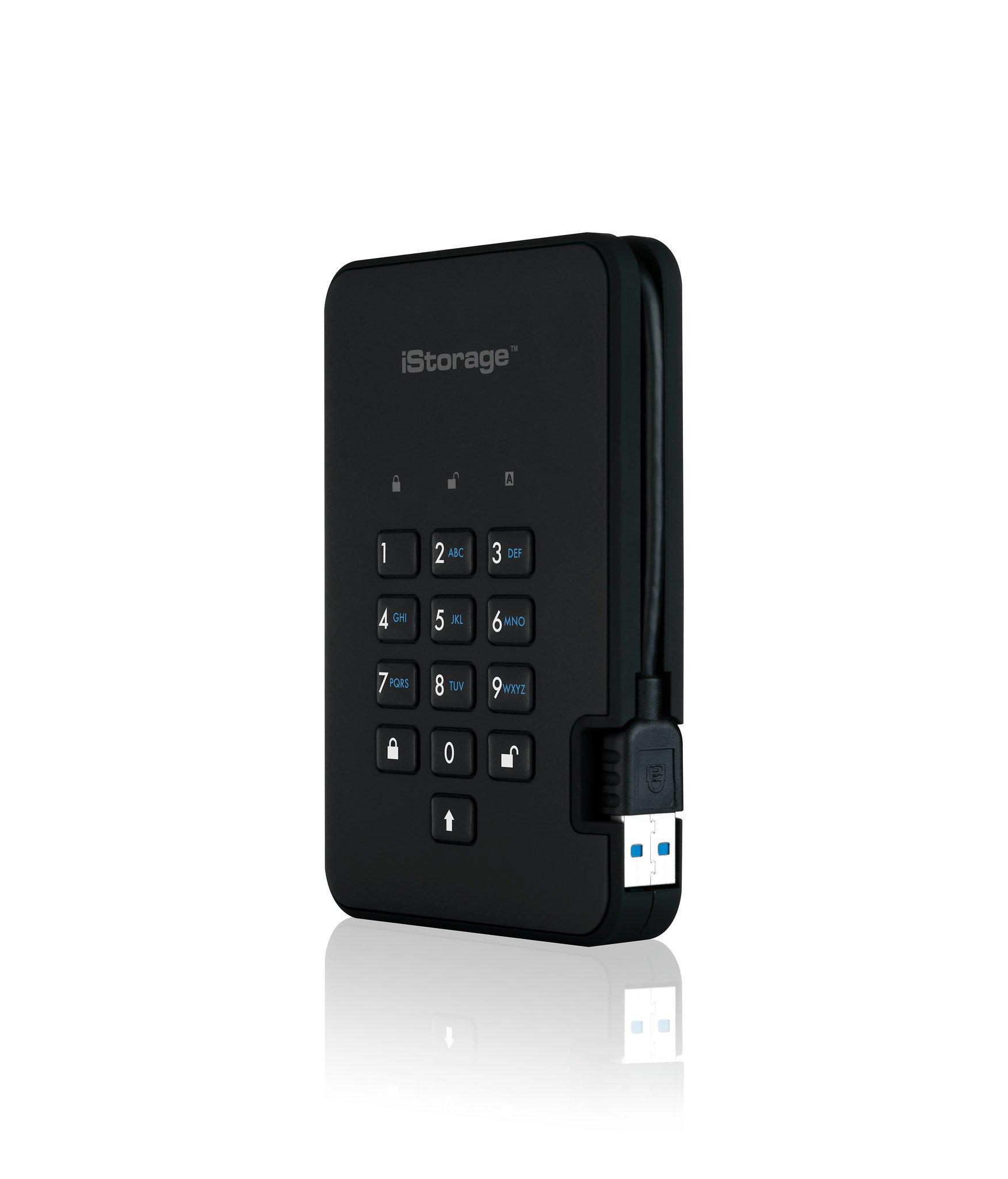 iStorage  DiskAshur2 256-bit 4TB USB 3.2 secure encrypted hard drive - Black IS-DA2-256-4000-B 