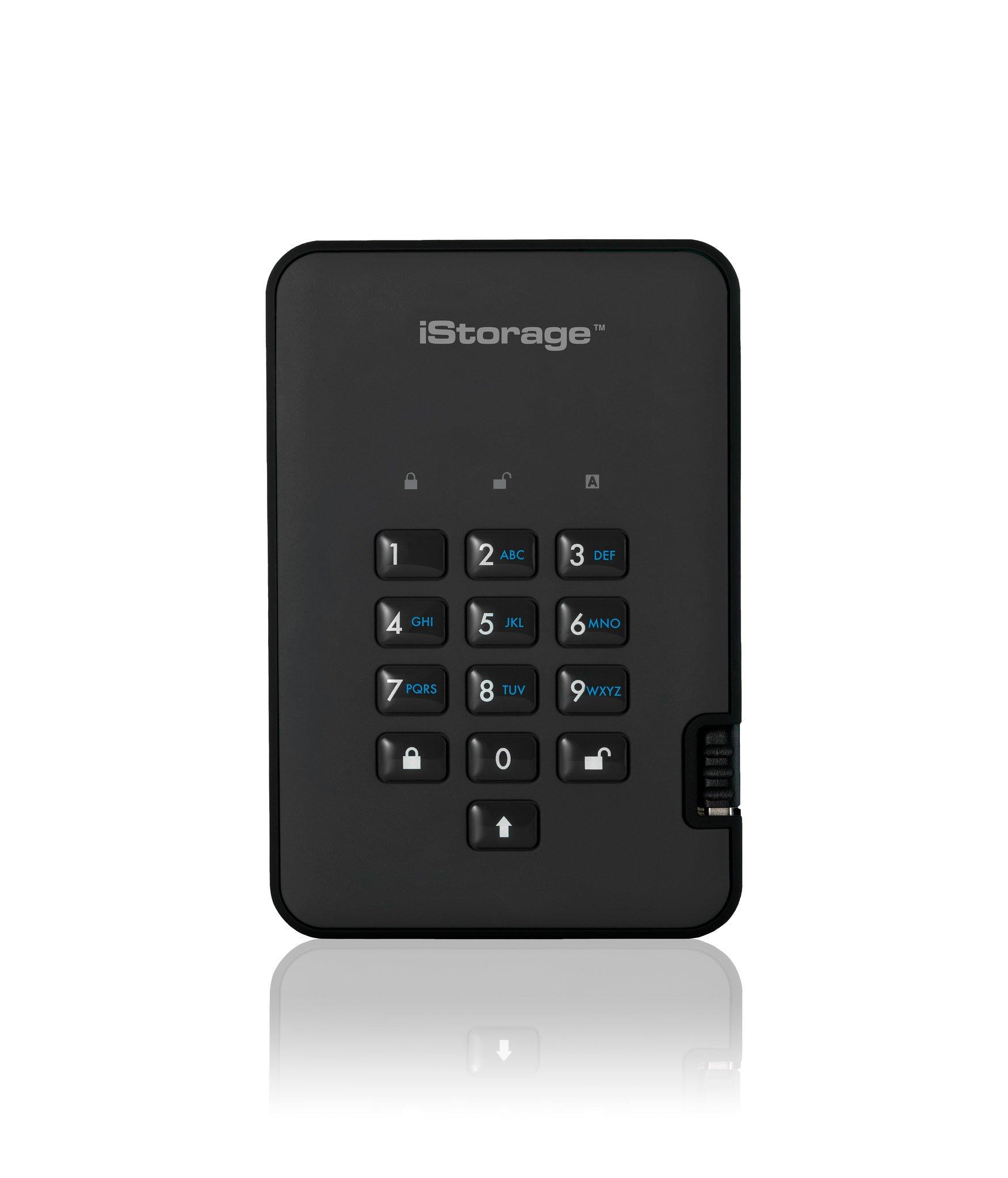 iStorage  DiskAshur2 256-bit 4TB USB 3.2 secure encrypted hard drive - Black IS-DA2-256-4000-B 