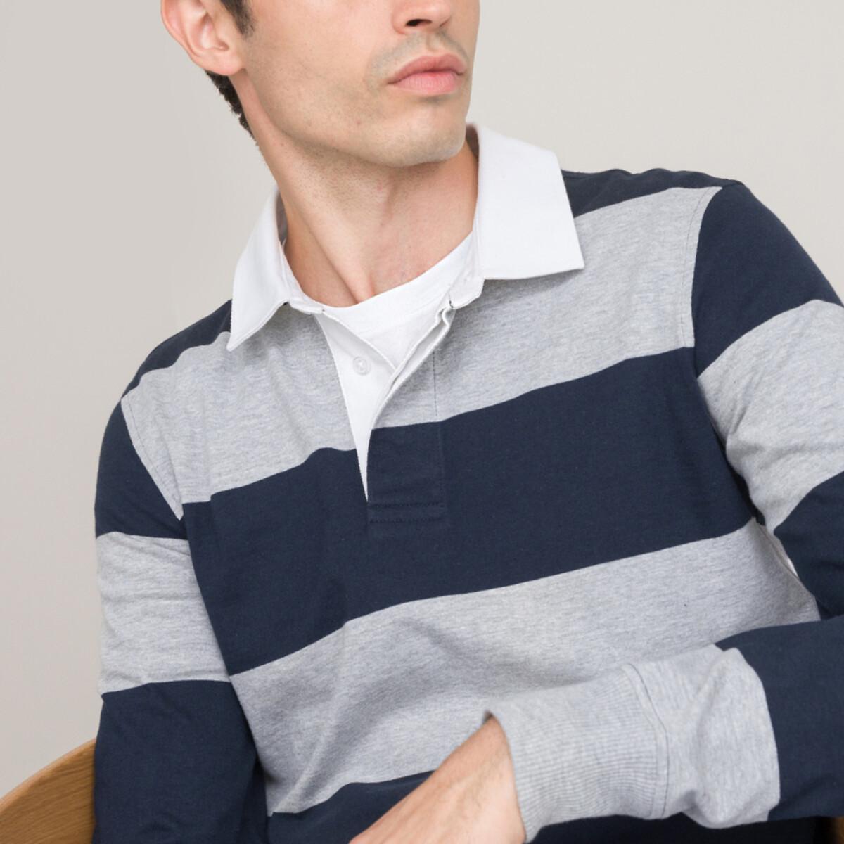 Image of Langärmeliges Poloshirt Herren Blau S