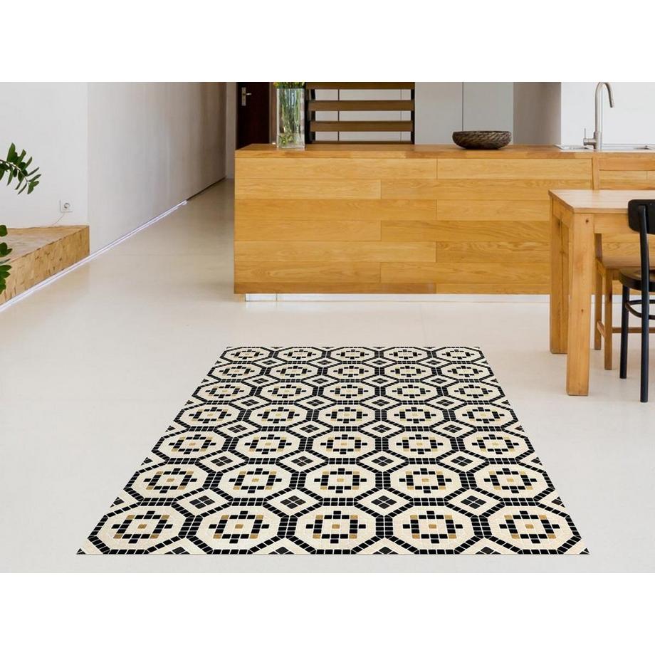 Vente-unique  Tapis en vinyle effet mosaïque - 120x180 - Noir et blanc - SPLITA 