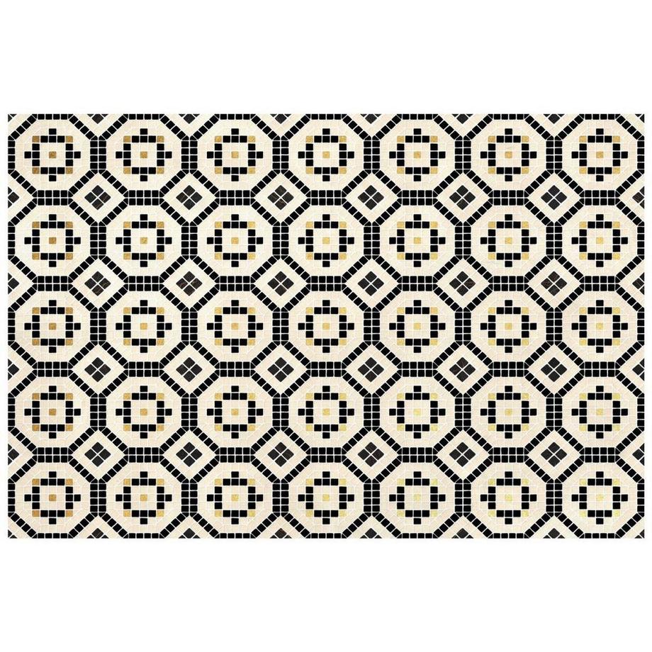 Vente-unique  Tapis en vinyle effet mosaïque - 120x180 - Noir et blanc - SPLITA 