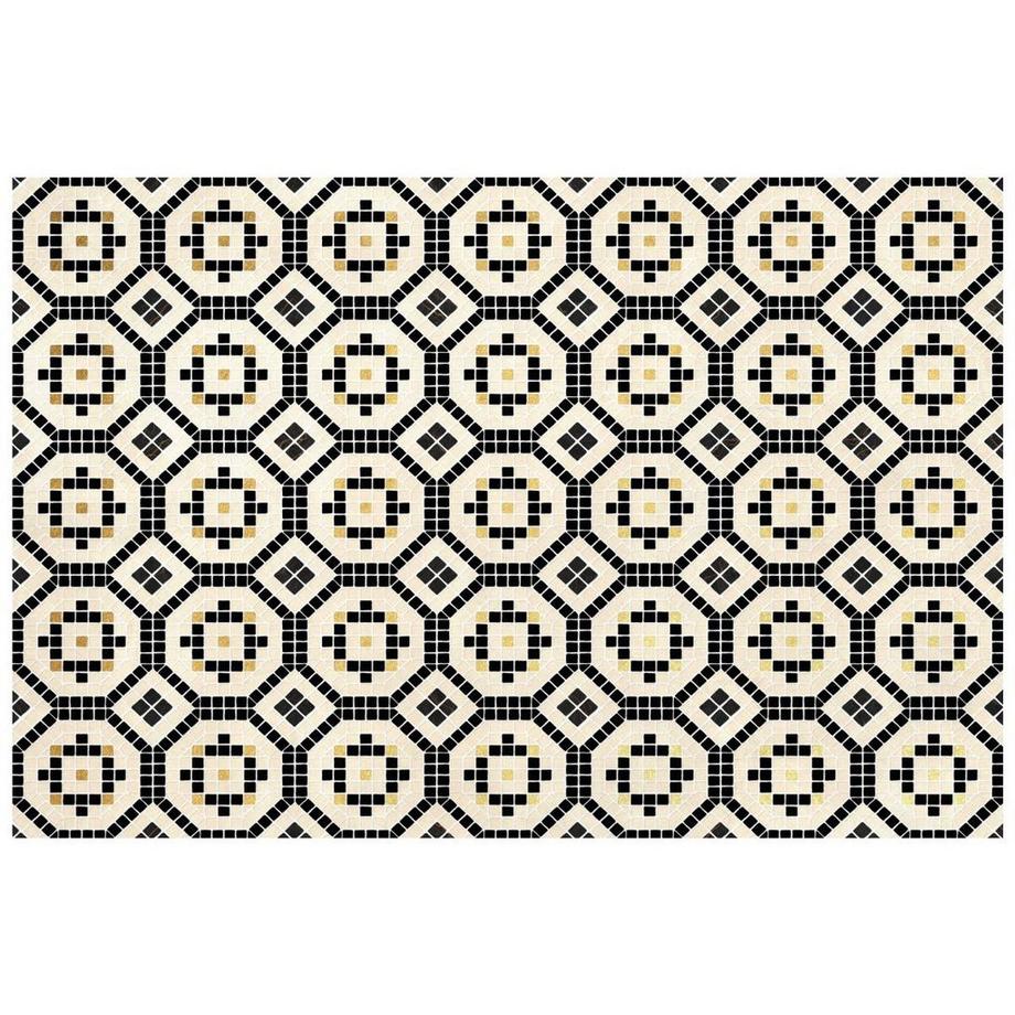 Vente-unique  Tapis en vinyle effet mosaïque - 120x180 - Noir et blanc - SPLITA 