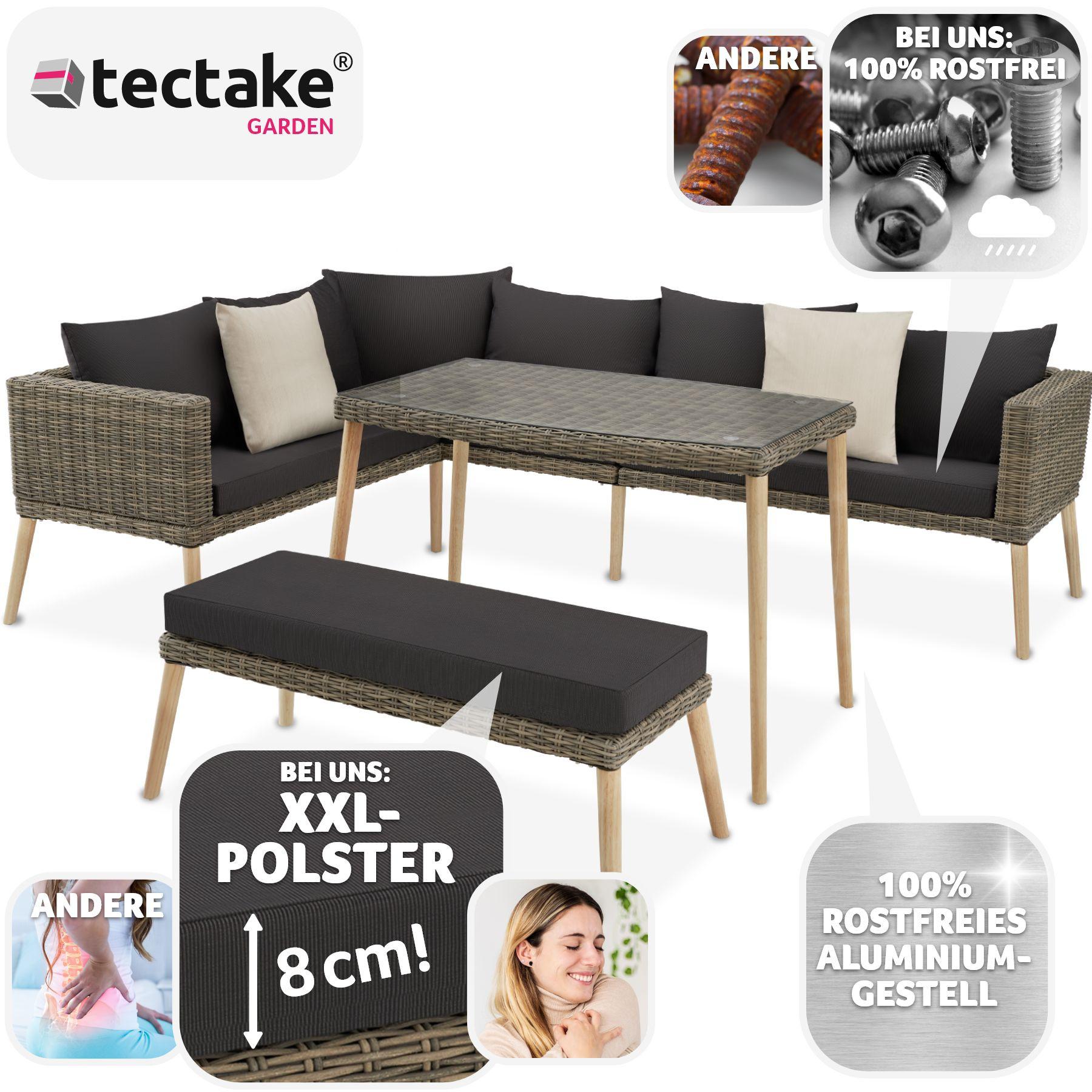 Tectake Salottino in rattan con telaio in alluminio Pula  