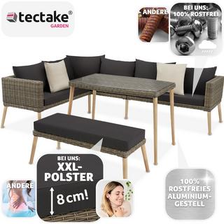 Tectake Salon en rotin avec cadre en aluminium Pula  