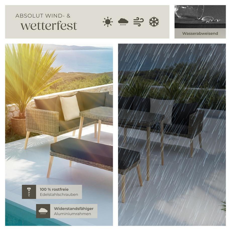 Tectake Salottino lounge in rattan  Pola  con telaio in alluminio  