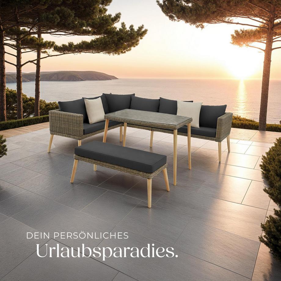 Tectake Salottino lounge in rattan  Pola  con telaio in alluminio  