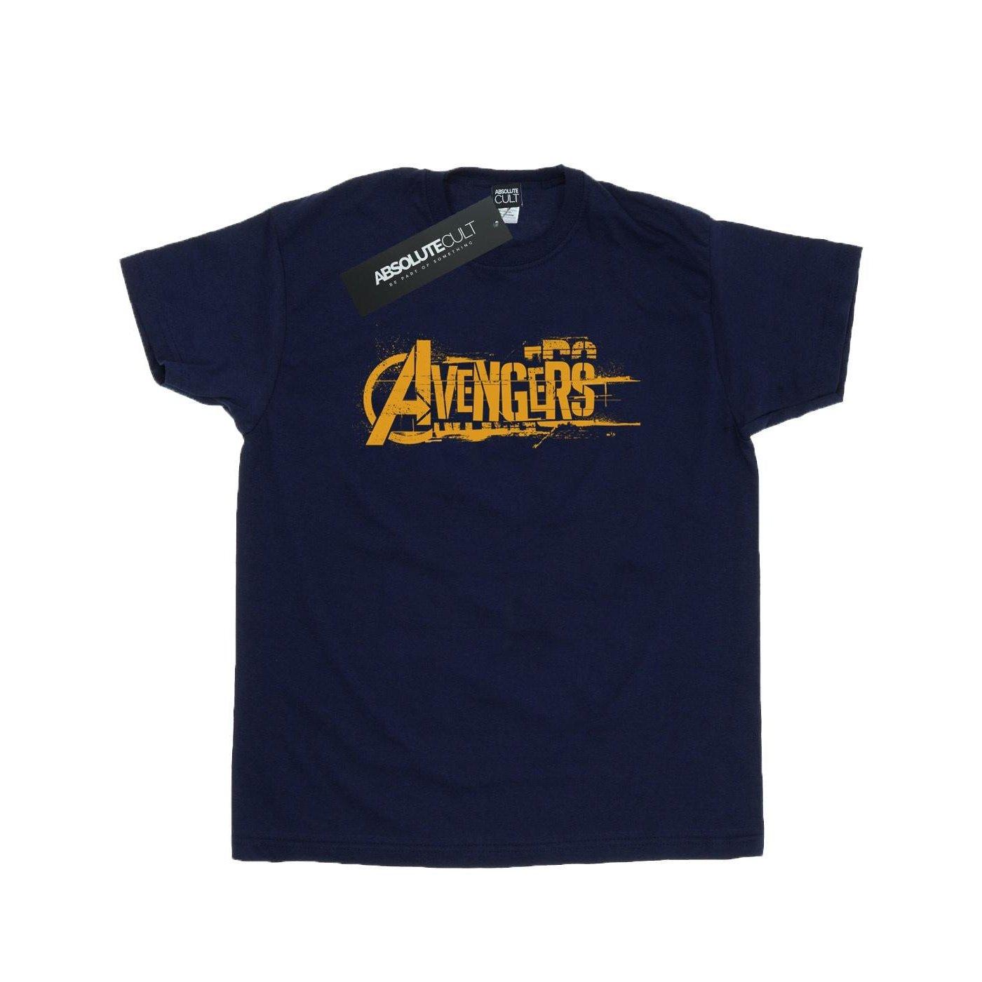 Image of Avengers Infinity War Orange Logo Tshirt Herren Marine XL